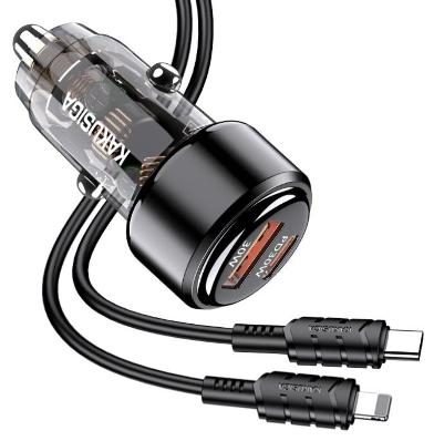 KAKUSIGA KSC-1176 dual-port 60W (1C1A) car charger (Type-C to Lightning)