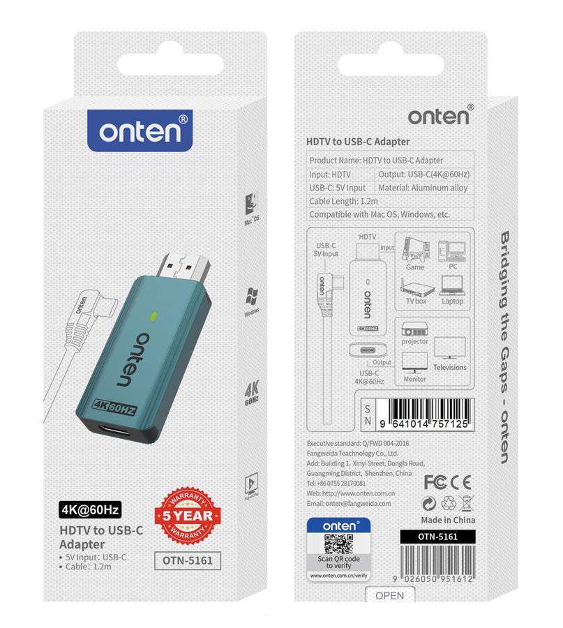 ONTEN OTN-5162 HDMI to DisplayPort Adapter HDMI