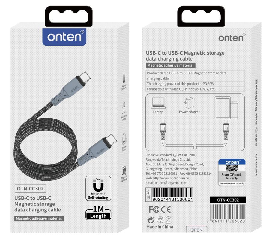 ONTEN OTN-CC302 USB-CC charging cable : PD65W (+TPE)