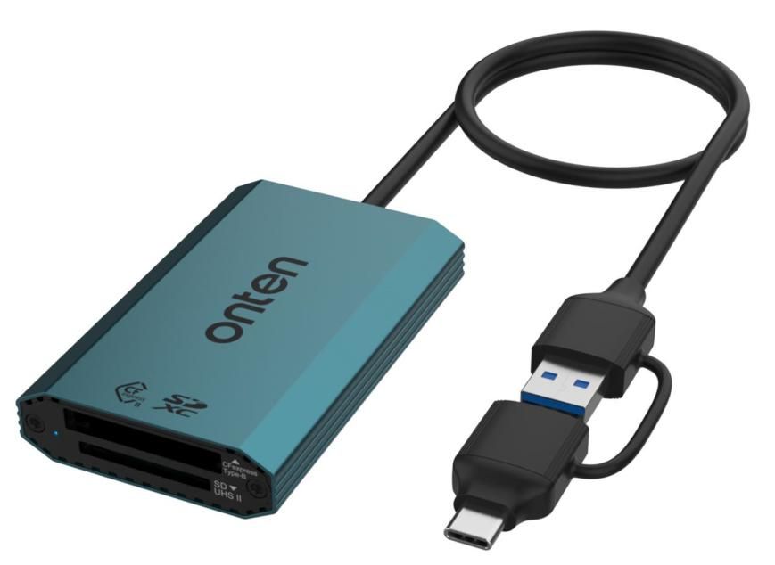 ONTEN OTN-KSS CFexpress Type B & SDXC Card Reader USB 3.2 Gen 2 10Gbps Support : USB-C or USB-A CFexpress B