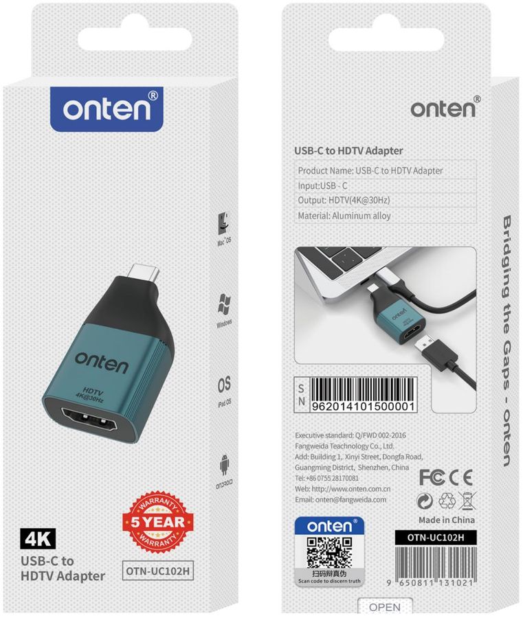 ONTEN OTN-UC102H USB-C to HDMI 4k@30hz