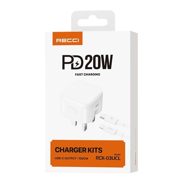 RECCI RCK-03UCL PD 20W UK plug PD charger set