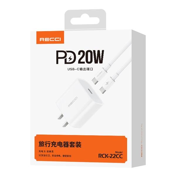 RECCI RCK-22CC 20W CN plug PD charger Cn/us PLUG