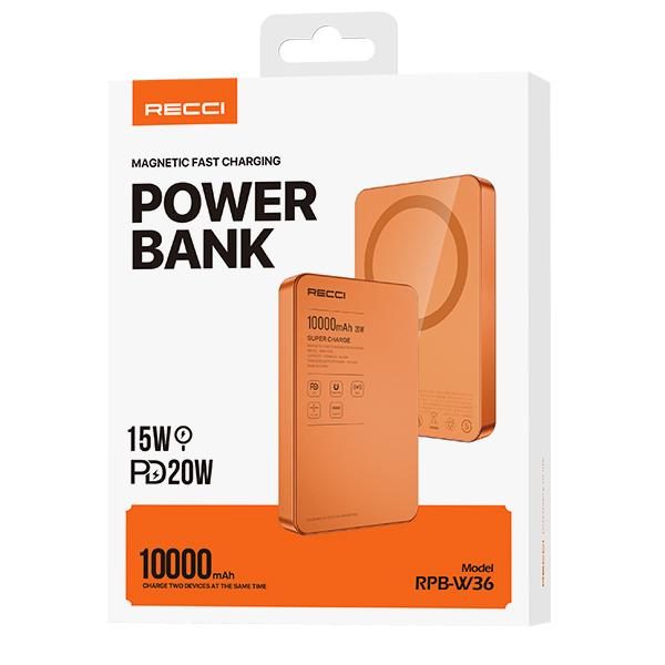 RECCI RPB-W36 Power BANK 15W Magnetic wireless charger