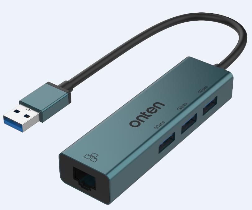 ONTEN OTN-5221 USB 3.0 to 3-Port Hub with Fast Ethernet Adapter