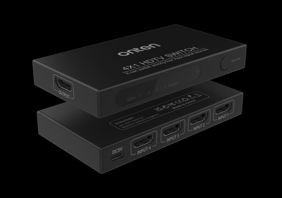 ONTEN OTN-CS401 4 in 1 4x1 HDMI 2.0 Switch 4K@60Hz 4x1 HDMI 2.0