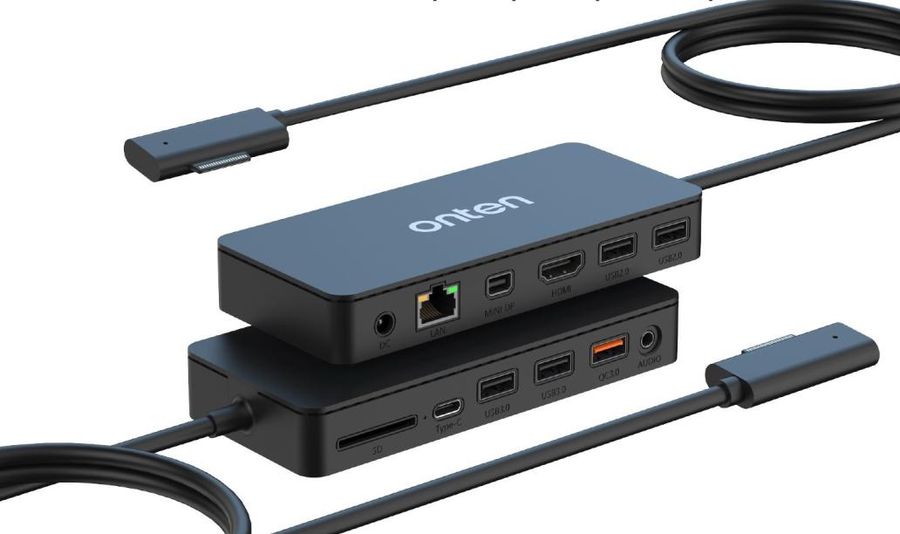 ONTEN OTN-SD12 12-in-1 Surface Multi-function docking station HDMI+Mini DP+RJ45(Gigabit)+USB 3.0*2+USB2.0*2+USB(QC 3.0)+
