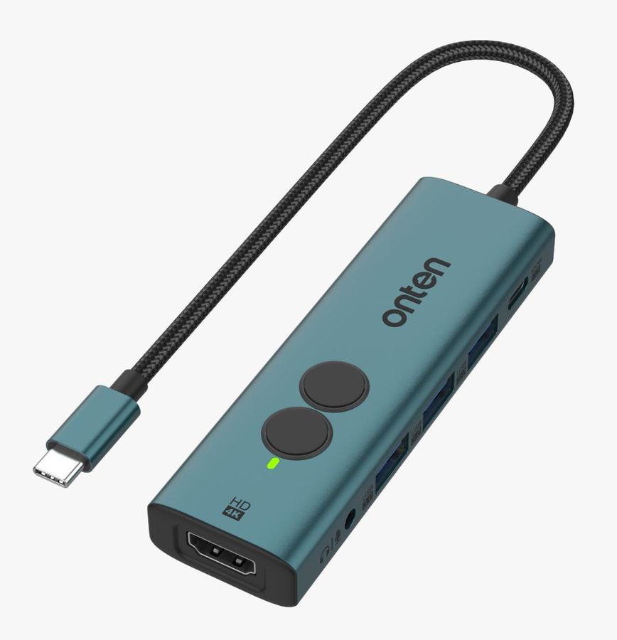 ONTEN OTN-UC123+ USB-C to HDMI Docking Station with Instant Screen- Off, One-Click mute USB-C