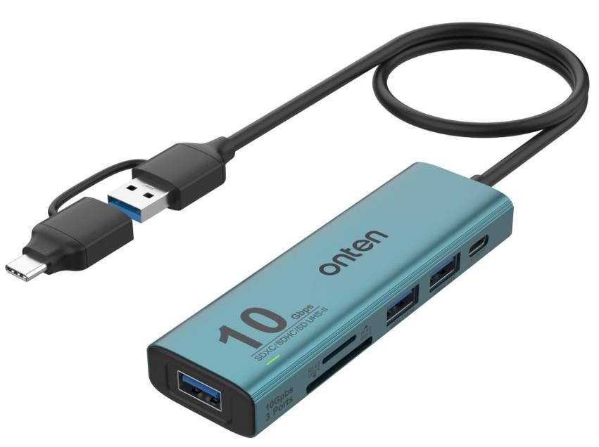 ONTEN OTN-UCA613+ 6-in-2 USB 3.2 Gen 2 3-Port 10G Hub with SDXC Card Reader 6