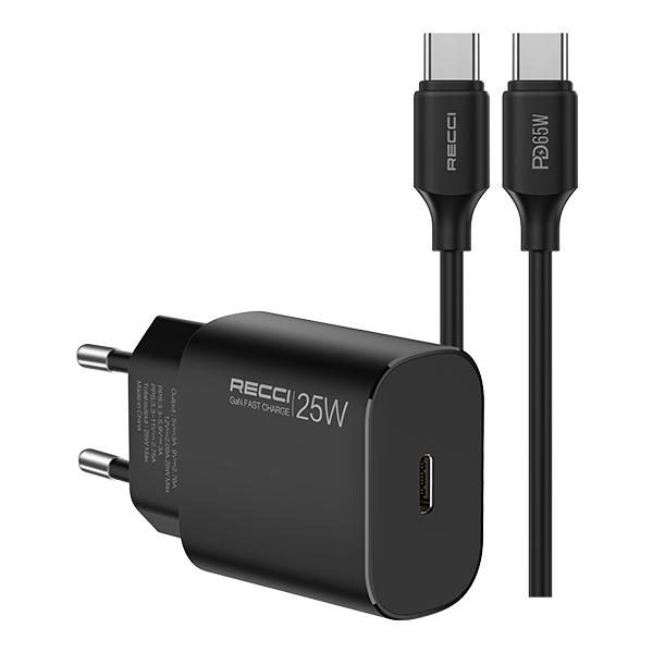 RECCI RC130ECC 25W GAN fast charger set EU PLUG